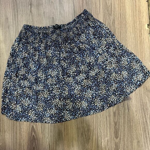 RACHEL ZOE DITSY FLORAL MINI SKIRT SMOCKED WAIST NAVY BLUE YELLOW BLACK SIZE M - Picture 5 of 9